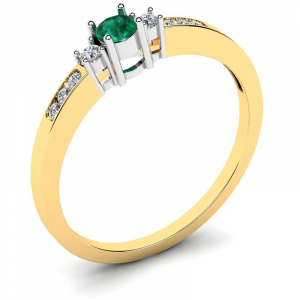 Pierścionek złoty z zieloną cyrkonią na zaręczyny 