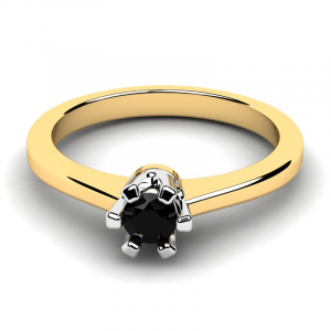 Pierścionek złoty zaręczynowy czarna cyrkonia 4mm 
