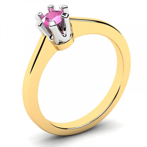 Pierścionek złoty zaręczynowy różowa cyrkonia 4mm 