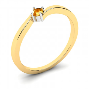 Pierścionek złoty zaręczyny pomarańczowa cyrkonia