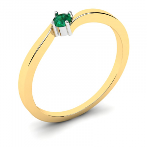 Pierścionek złoty zaręczynowy z zieloną cyrkonią 