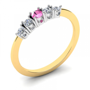 Pierścionek złoty zaręczynowy różowa cyrkonia 