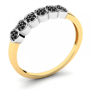 Zaręczynowy pierścionek z czarnymi cyrkoniami 14kr