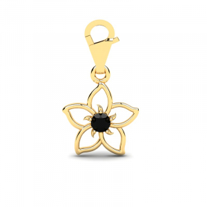 Charms złoty kwiatuszek z czarnym brylantem