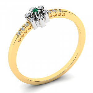 Pierścionek złoty z zieloną cyrkonią na zaręczyny 