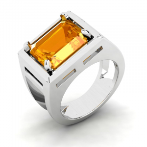 Pierścionek białe złoto cyrkonia pomarańcz 12x10mm