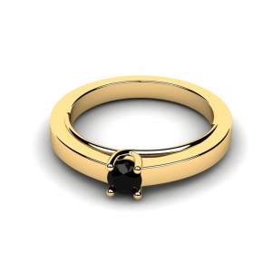 Klasyczny pierścionek złoty czarna cyrkonia 14kr