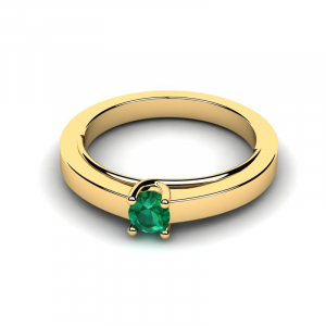Klasyczny pierścionek złoty zielona cyrkonia 14kr