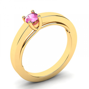 Klasyczny pierścionek złoty różowa cyrkonia 14kr