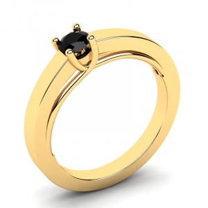 Klasyczny pierścionek złoty czarna cyrkonia