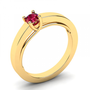 Klasyczny pierścionek złoty czerwona cyrkonia