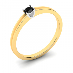 Klasyczny pierścionek złoty czarny brylant 0,17ct