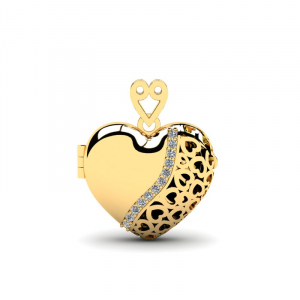 Wisiorek złoty serce sekretnik 14mm z brylantami