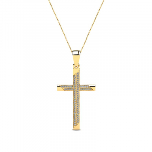 Naszyjnik złoty krzyż z cyrkoniami 