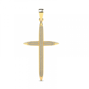 Krzyż złoty 45mm z cyrkoniami 14kr