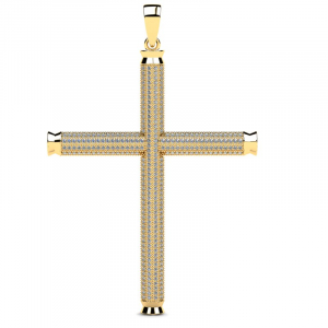 Krzyż złoty 60mm z cyrkoniami