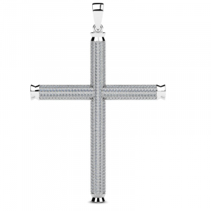 Krzyż z białego złota 60mm z cyrkoniami