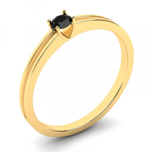 Klasyczny pierścionek złoty czarna cyrkonia 3mm 