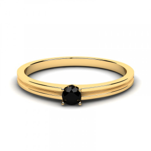 Klasyczny pierścionek złoty czarna cyrkonia 3mm 