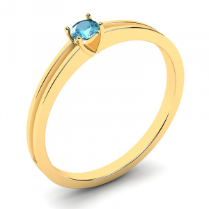 Klasyczny pierścionek złoty niebieska cyrkonia 3mm 