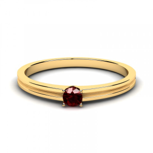 Klasyczny pierścionek złoty bordowa cyrkonia 3mm 