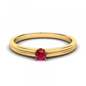 Klasyczny pierścionek złoty czerwona cyrkonia 3mm 