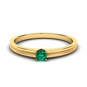 Klasyczny pierścionek złoty zielona cyrkonia 3mm 