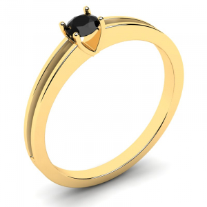 Klasyczny pierścionek złoty czarna cyrkonia 4mm 