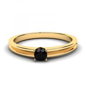 Klasyczny pierścionek złoty czarna cyrkonia 4mm 