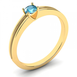 Klasyczny pierścionek złoty niebieska cyrkonia 4mm 