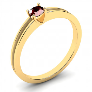Klasyczny pierścionek złoty bordowa cyrkonia 4mm 