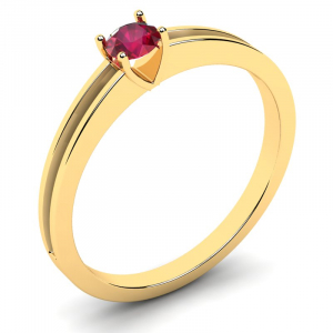 Klasyczny pierścionek złoty czerwona cyrkonia 4mm 