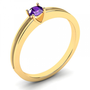 Klasyczny pierścionek złoty fioletowa cyrkonia 4mm 