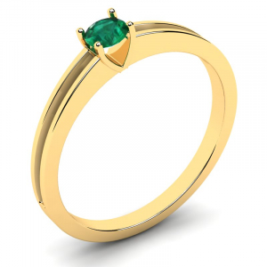 Klasyczny pierścionek złoty zielona cyrkonia 4mm 