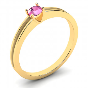 Klasyczny pierścionek złoty różowa cyrkonia 4mm 