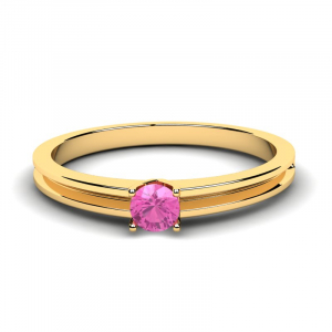 Klasyczny pierścionek złoty różowa cyrkonia 4mm 