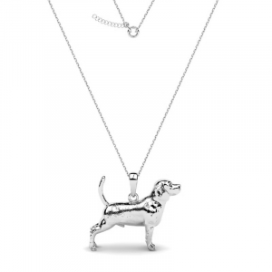 Naszyjnik srebrny pies beagle grawer