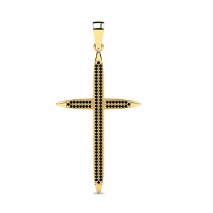 Krzyż złoty 45mm z czarnymi brylantami
