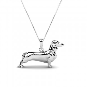 Naszyjnik srebrny pies jamnik dachshund grawer