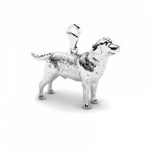 Charms z białego złota pies labrador grawer