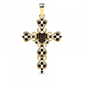 Krzyż złoty z czarnymi cyrkoniami