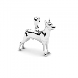 Wisiorek srebrny pies toy terrier grawer