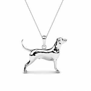 Naszyjnik z białego złota pies dalmatyńczyk grawer