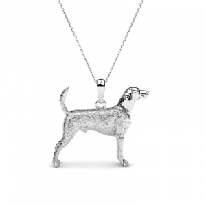 Naszyjnik z białego złota pies foxhound angielski