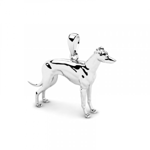 Wisiorek z białego złota pies chart greyhound