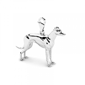 Charms z białego złota pies chart greyhound