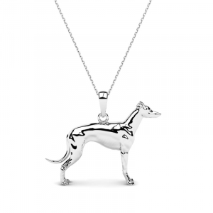 Naszyjnik z białego złota pies chart greyhound