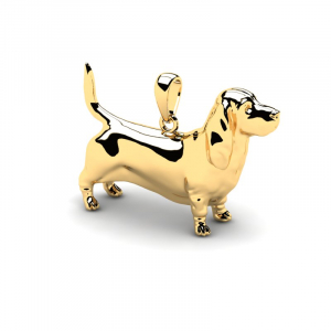 Wisiorek złoty pies basset hound