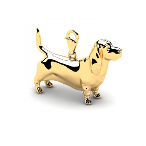 Charms złoty pies basset hound