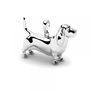 Wisiorek srebrny pies basset hound